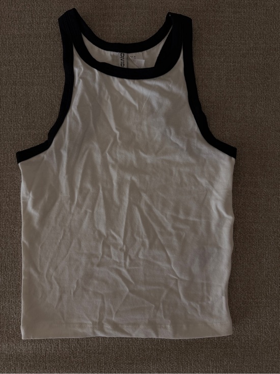 Divided Tops - Divided White Tank Top with Black Trim